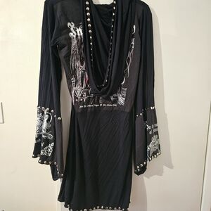 Inquisition Long Studded Hooded Drape Jacket